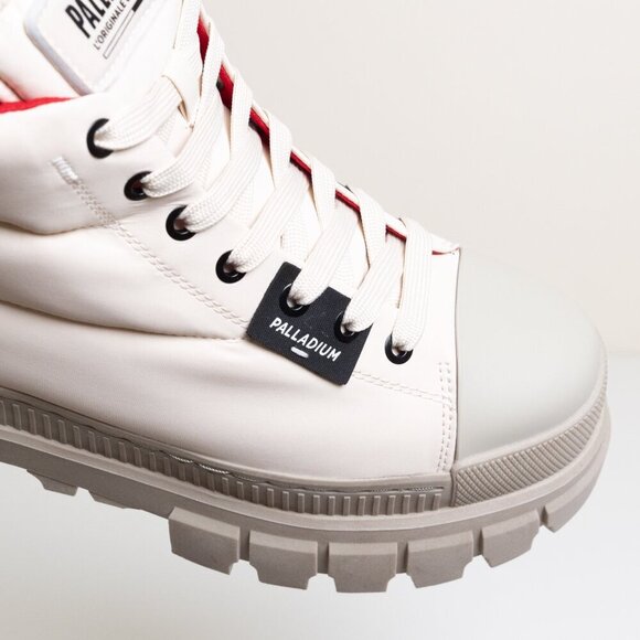 Palladium Revolt Boot Overcush Chunky Platform Combat Quilted Almond Milk Cream - Picture 10 of 13
